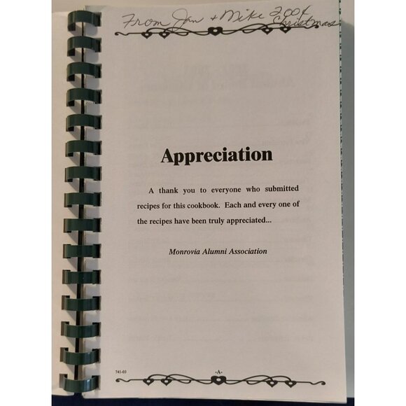 2003 Monrovia Alumni Cookbook Spiral Bound Vintage Community Recipes - Picture 2 of 5
